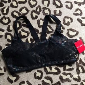 NWT SPANX Black Iridescent Low Impact Sports Bra